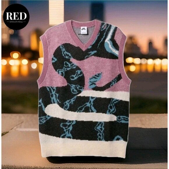 Nike Air SB Sweater Vest Yarn Knit Snake Print Plum Dust FV7391-523 - Size M - Picture 3 of 11
